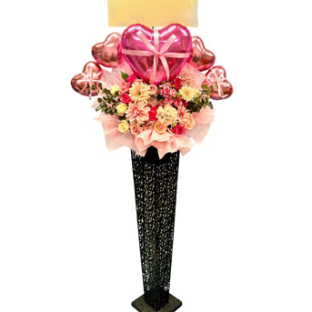 シンプルなデザインの造花のバルーン スタンド花